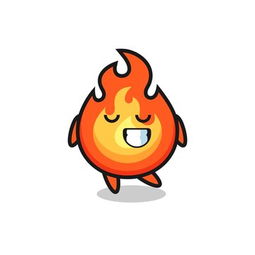 fire cartoon illustration with a shy expression