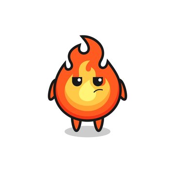 cute fire character with suspicious expression