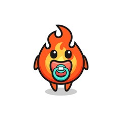 baby fire cartoon character with pacifier