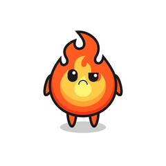 the mascot of the fire with sceptical face