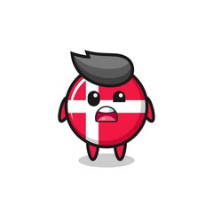 Fototapeta premium the shocked face of the cute denmark flag badge mascot