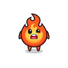 the shocked face of the cute fire mascot