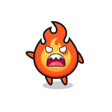 cute fire cartoon in a very angry pose