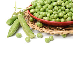 Fresh peas isolated on white background 