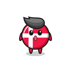 the amazed expression of the denmark flag badge cartoon