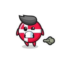 Obraz premium the illustration of the denmark flag badge cartoon doing fart
