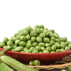 Fresh peas isolated on white background 