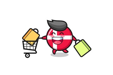 black Friday illustration with cute denmark flag badge mascot