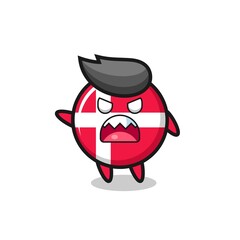 cute denmark flag badge cartoon in a very angry pose