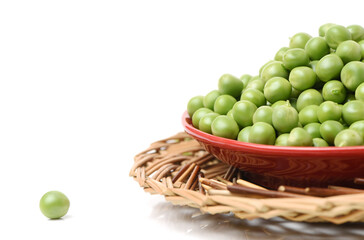 Fresh peas isolated on white background 
