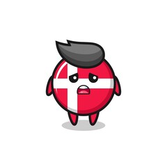 disappointed expression of the denmark flag badge cartoon