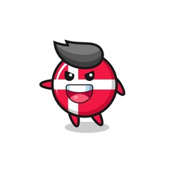 denmark flag badge cartoon with very excited pose