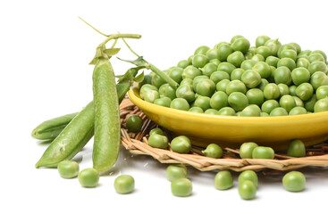 Fresh peas isolated on white background 