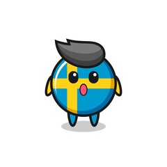 the amazed expression of the sweden flag badge cartoon