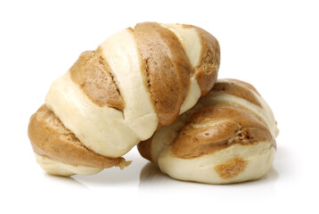 Chinese steamed roll. Close up on white background