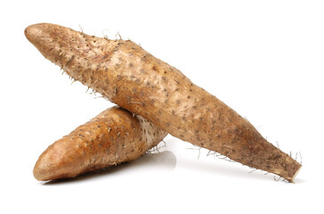 Chinese yam on white background 