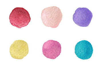 Set of glitter colorful circle shape hand paint background