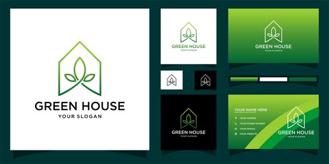 green house logo design, logo and business card design reference.