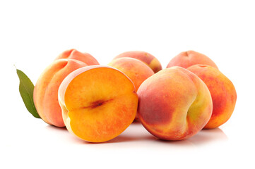 golden peaches isolated on white background