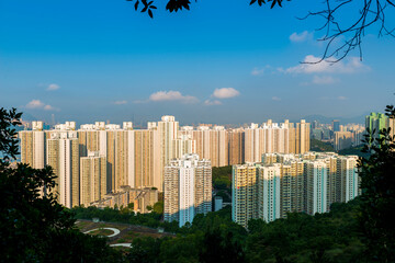 Crowded apartment residential building in Hong Kong