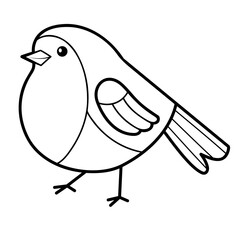 Christmas coloring book or page. Bird black and white vector illustration