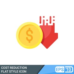 cost reduction flat style icon isolated on white background. EPS 10