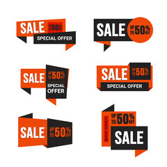 Sale banner templates design with orange and black color.