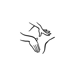 Illustration of a simple hand icon massaging the middle of the waist.