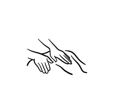 Illustration of a simple hand icon massaging the middle of the back.