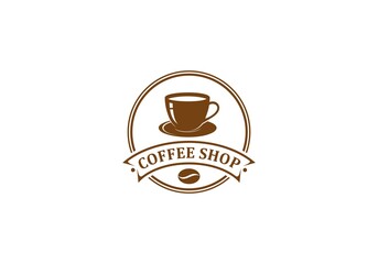 logo for coffee shop or coffee product with cup of coffee illustration