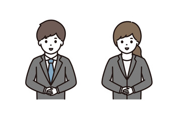 ビジネスマン ビジネスウーマン 挨拶 笑顔
