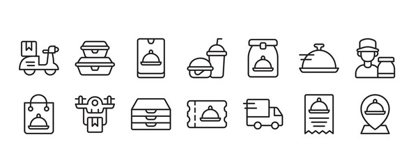 Delivery food icon set. Vector graphic illustration.