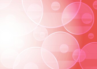 複数の円が広がる透明感のある赤色の抽象背景