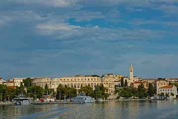 view to Pula in Croatia with roman amphitheatre