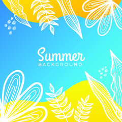 Summer sale organic flat floral template for social media or square flyer. Summer banner with floral decoration set 