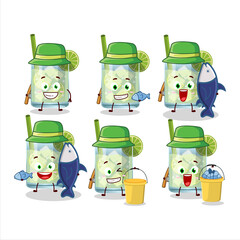 A fisherman guaro cartoon picture catch a big fish