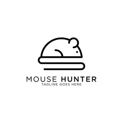 mouse hunter line art logo design vector, best for animal logo inspirations