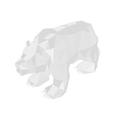 Low poly polar bear isolated on white background. 3D. Vector illustration