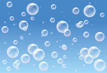 しゃぼん玉が飛ぶ青空