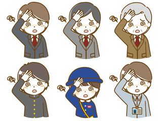 めまいがしている色々な年代の男性