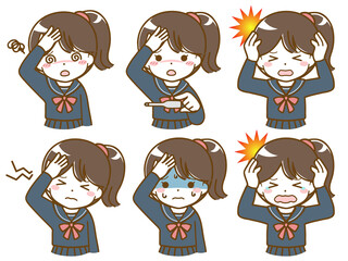 頭が痛い女子学生