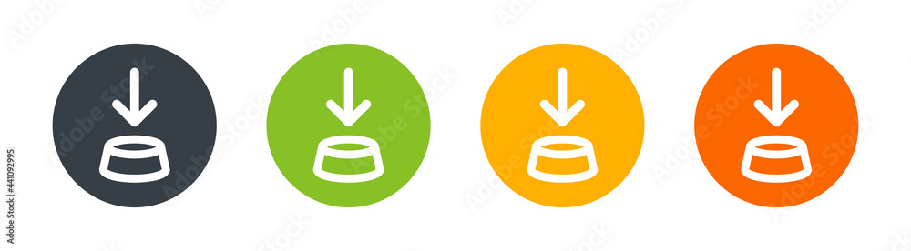 Poster Button with arrow icons set. Turn on power or electricity symbol.