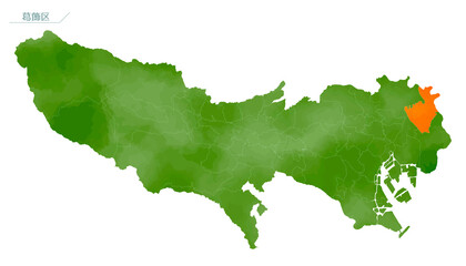 水彩風の地図　東京都　葛飾区