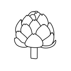 Artichoke. Vegetable sketch. Thin simple outline icon. Black contour line vector. Doodle hand drawn illustration