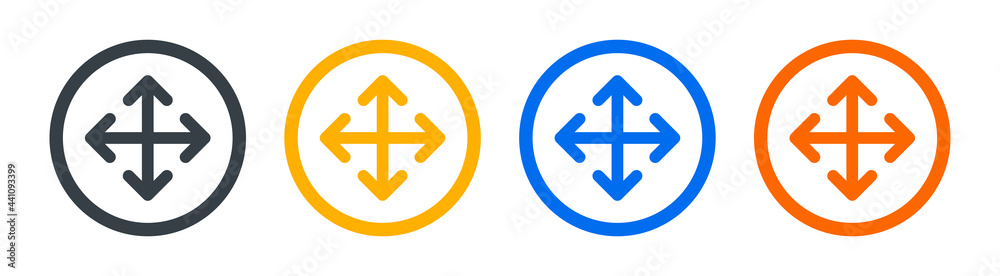 Aufkleber four direction arrows line icon. expend, resize, full screen sign. move arrow symbol. vector illustr