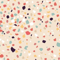 Terrazzo flooring seamless pattern.Marble chips. Decorative texture. Abstract background. Simple shapes. Vector illustration. Natural stone, material, surface.