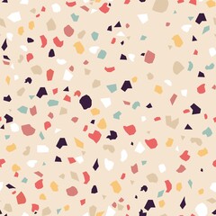 Terrazzo flooring seamless pattern.Marble chips. Decorative texture. Abstract background. Simple shapes. Vector illustration. Natural stone, material, surface.
