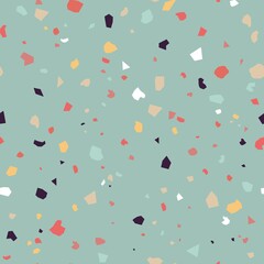 Terrazzo flooring seamless pattern.Marble chips. Decorative texture. Abstract background. Simple shapes. Vector illustration. Natural stone, material, surface.