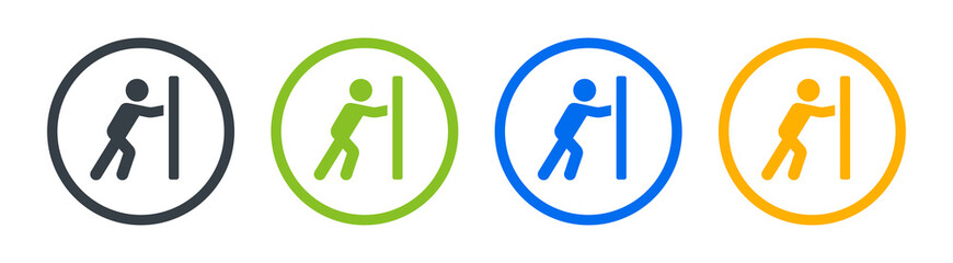 Man pushing wall icon vector illustration.