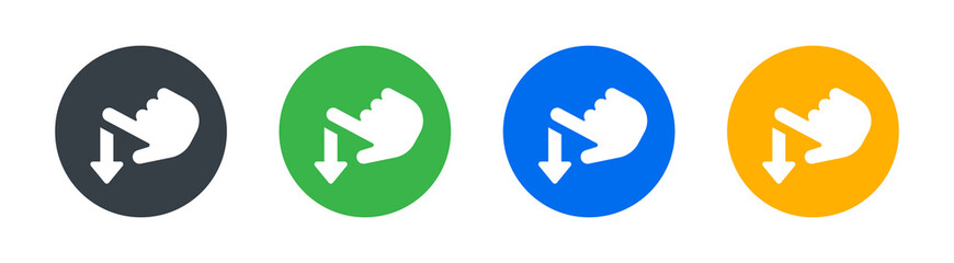 Hand swipe down icon, finger scroll symbol set on white background. © Icons-Studio